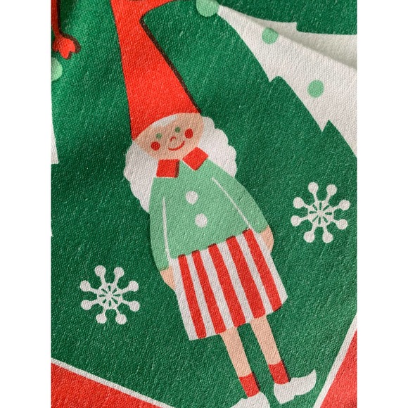 Scandinavian Christmas Cotton Napkin Set Modern Danish Dutch Boy Girl Design - Picture 4 of 9